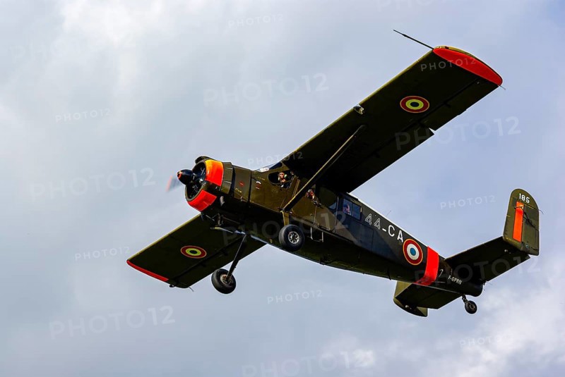 An aircraft of the type Max Holste MH.1521 Broussard with the registration F-GPRN during an air show at the Rossfeld in Metzingen-Glems, Baden-Württemberg, Germany, for editorial use only