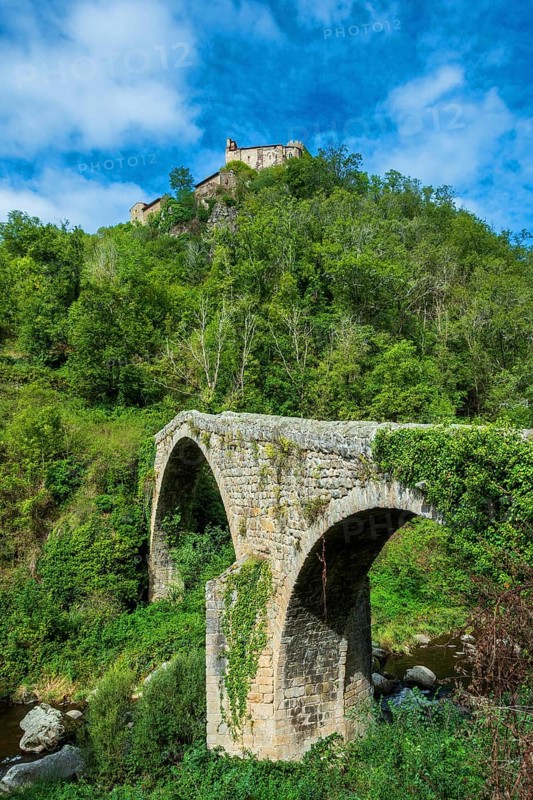 Saint Andre de Chalencon village. Devil's Bridge. Haute Loire. Auvergne Rhone Alpes. France