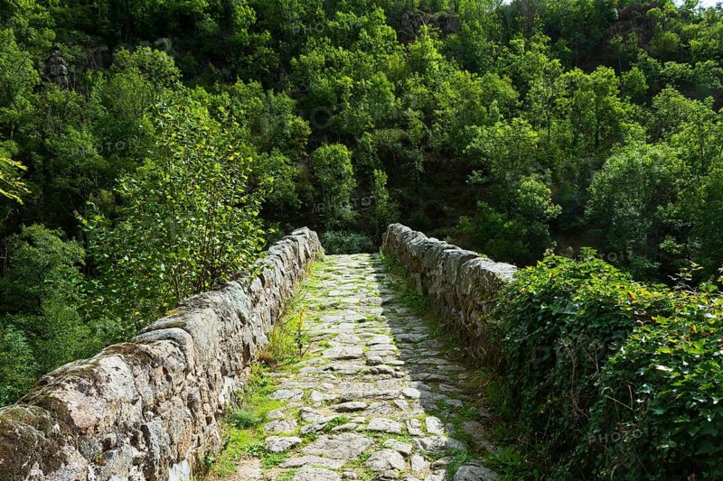 Saint Andre de Chalencon village. Devil's Bridge. Haute Loire. Auvergne Rhone Alpes. France