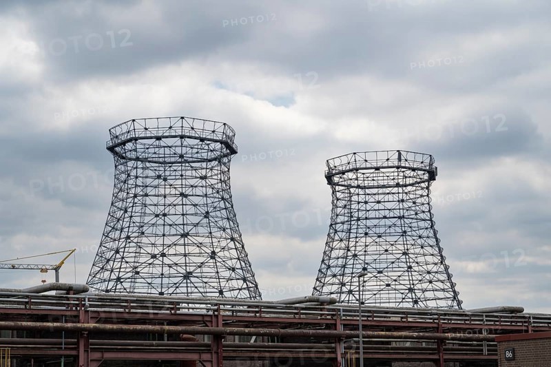 Scaffolding of former cooling towers, fan cooler, Zollverein coking plant, UNESCO World Heritage Site, Essen, Ruhr area, North Rhine-Westphalia, Germany