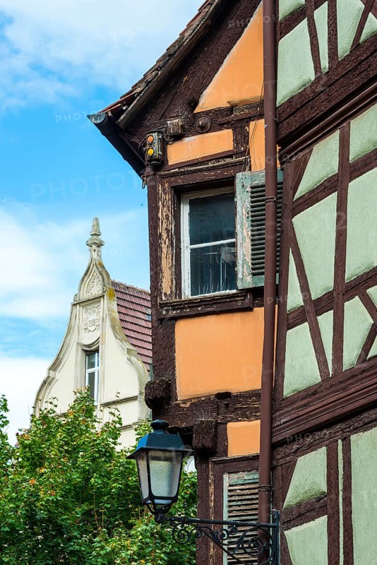 Historic half-timbered houses in the old town centre of Colmar, France