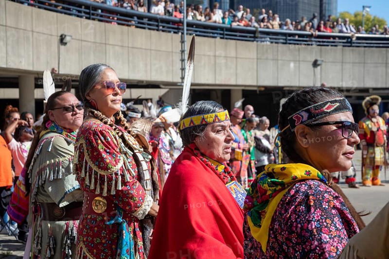Detroit, Michigan USA - 13 October 2025 - On Indigenous People's Day, Native American tribes held a Pow Wow in downtown Detroit. The city of Detroit (originally Waawiyatanong) recognizes the day as Indigenous People's Day, while the federal government observes it only as Columbus Day