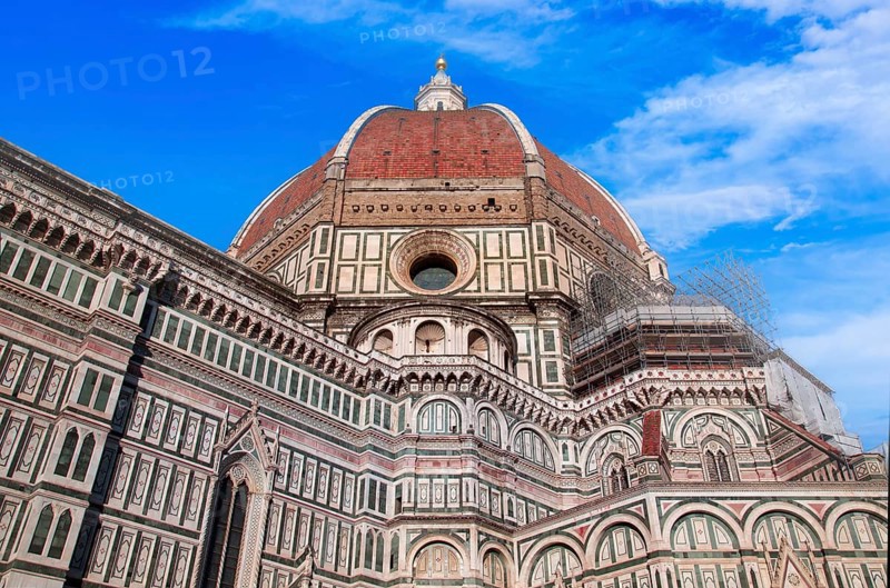 Italy, Landmark Duomo Cathedral in Florence, major tourist attraction in historic center near Ponto Vecchio