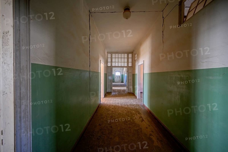 Former hospital full of sand, Kolmanskop, restricted diamond area, Karas region, Namibia