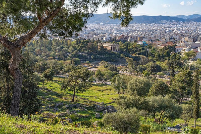 Agora and the Temple of Hephaestus in the Greek capital Athens, Greece