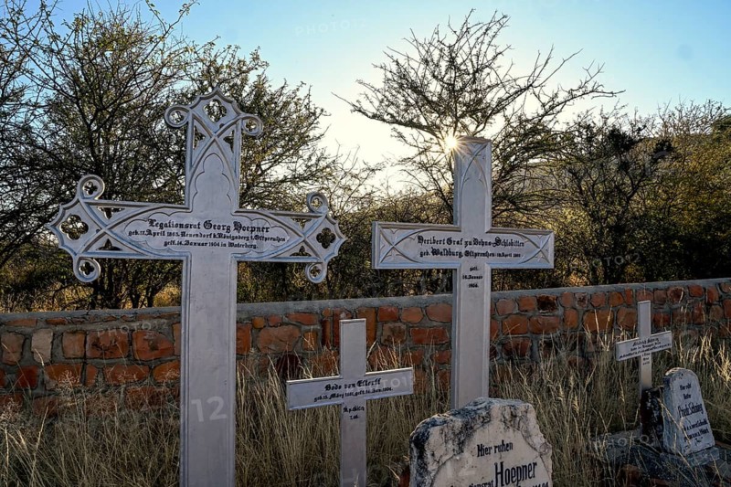 Graves at the German military cemetery at Waterberg, Otjozondjupa region, Namibia