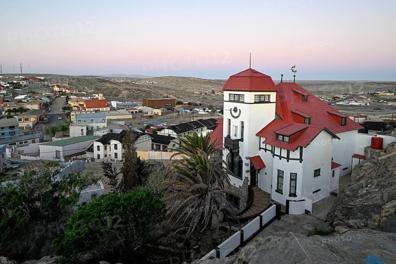 Goerke House, blue hour, Lüderitz, Karas Region, Namibia
