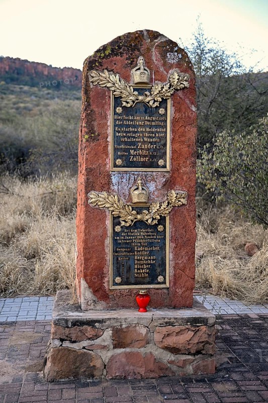 Memorial plaque at the German military cemetery at Waterberg, Otjozondjupa region, Namibia