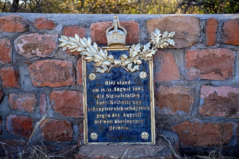 Memorial plaque at the German military cemetery at Waterberg, Otjozondjupa region, Namibia