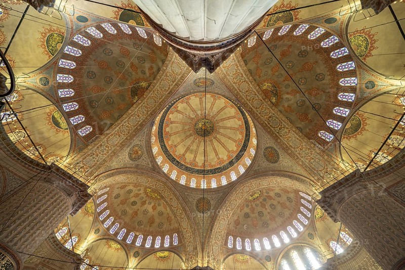 Domes of the Blue Mosque or Sultan Ahmed Mosque in Istanbul, Turkey