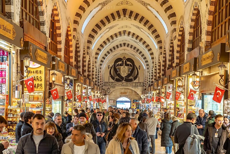 The Egyptian Bazaar Misir Çarsisi or Spice Bazaar in Eminönü, Istanbul, Turkey