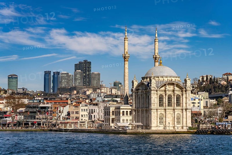 The Ortaköy Mosque on the Bosphorus in Besiktas, Istanbul, Turkey