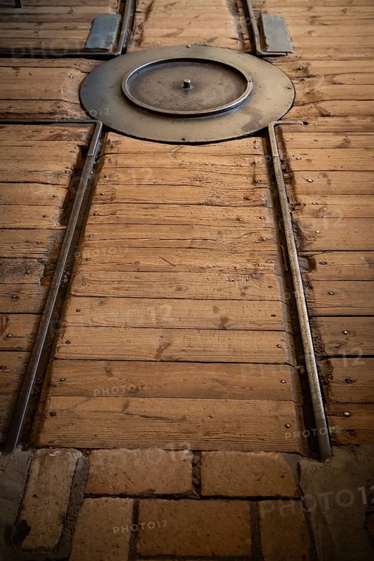 Rails and switch for transporting cardboard, former paper factory and mill for the production of groundwood pulp board, UNESCO World Heritage Site Verla Factory Village, Maailmanperintökohde Verlan puuhiomo ja pahvitehdas, Verla Rapids, Kymenlaakso, near Kouvola, Finland