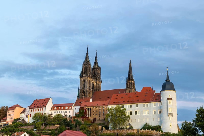 View of Albretsburg Castle and Meissen Cathedral, St. Johannis and St. Donatus, Old Town, Meissen, Saxony, Germany