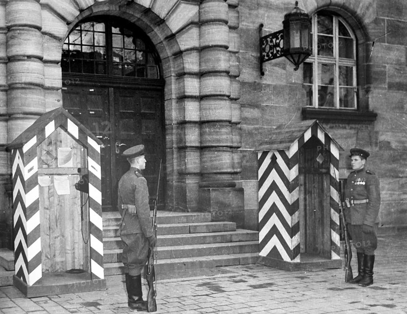 Nuremberg Trials, entrance to the courthouse, Nuremberg 1946