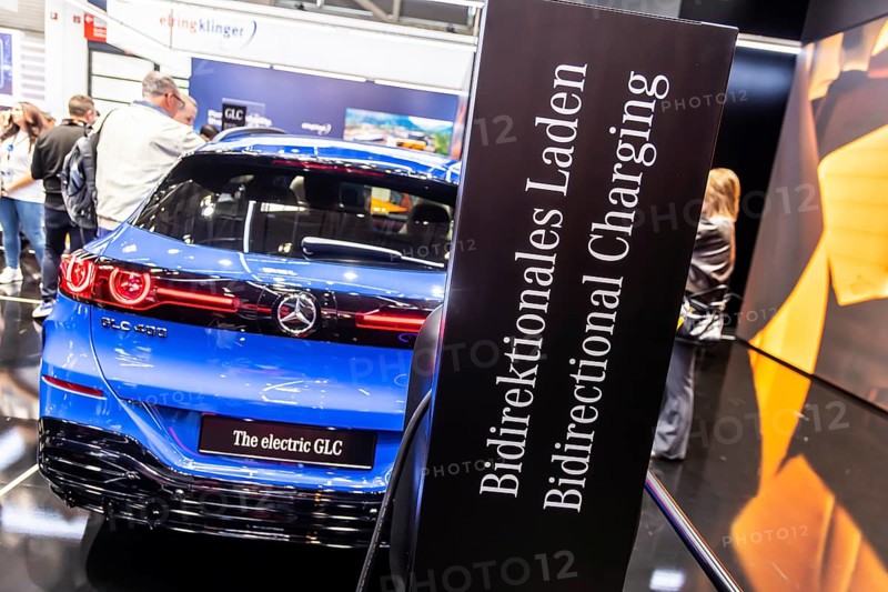 Mercedes exhibition stand. Electric vehicle GLC. IAA MOBILITY in Munich. The motor show presents itself as a holistic mobility trade fair. Cars continue to take centre stage, however, and Chinese manufacturers are gaining ground. Munich, Bavaria, Germany