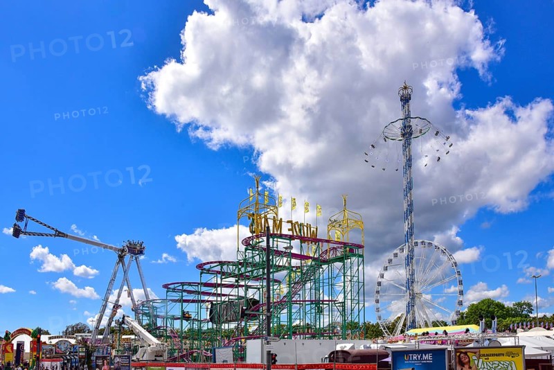 Rides at the Plärrer, the annual folk festival in Augsburg, Schwabven, Bavaria, Germany