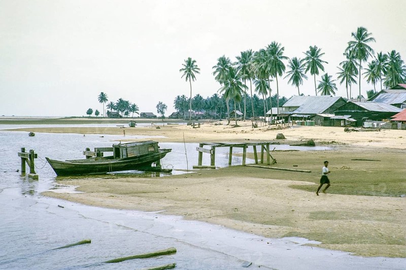 South shore of estuary, East coast, Rompin, Pahang, Malaya, Malaysia, south east Asia 1964