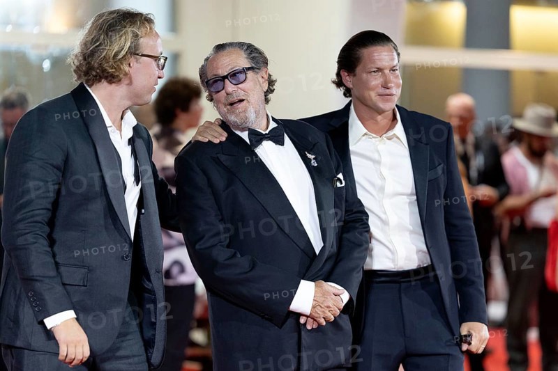 Venice, Italy - 3 September 2025: Olmo Schnabel, Julian Schnabel, Vito Schnabel during the Red Carpet of - Cartier Glory To The Filmmaker Award 2025 and In the Hand of Dante - during the 82nd Venice International Film Festival