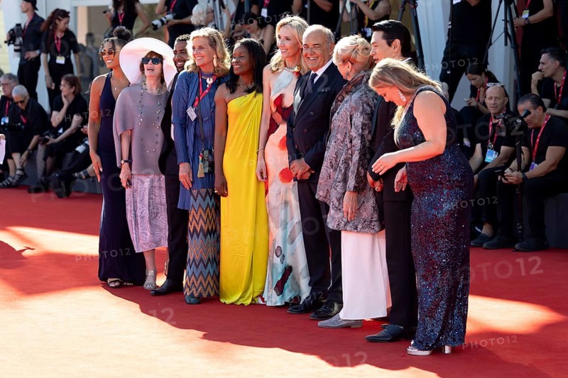 Venice, Italy - 3 September 2025: Jharrel Jerome, Geralyn Dreyfous, Misan Sagay, Helen Hoehne, güst, Teo Yoo, Danielle Turkov during the Red Carpet of - The Voice Of Hind Rajab - during the 82nd Venice International Film Festival