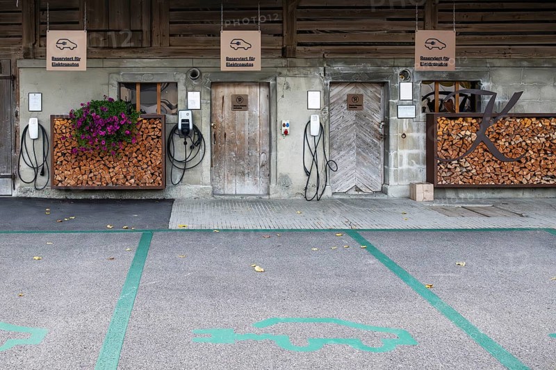 Charging station for electric cars, Kemmeriboden, Schangnau, Switzerland