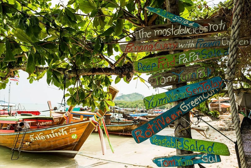Restaurant on the beach, Koh Mook, Trang Province, Southern Thailand, Andaman Sea, Thailand