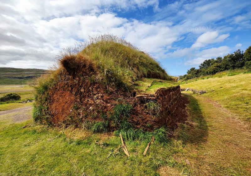 Eiríksstadir, Viking-era longhouse, where the explorer of America Leifur Eiríksson was born, Haukadlur, West Iceland, Iceland