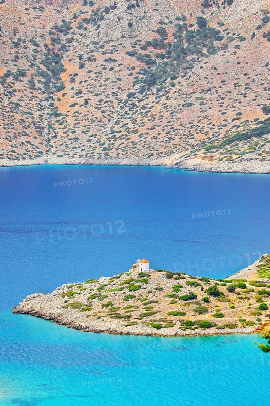 Panormitis bay, high angle view, Panormitis, Symi Island, Dodecanese Islands, Greece