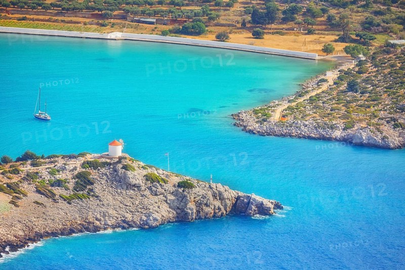Panormitis bay, high angle view, Panormitis, Symi Island, Dodecanese Islands, Greece