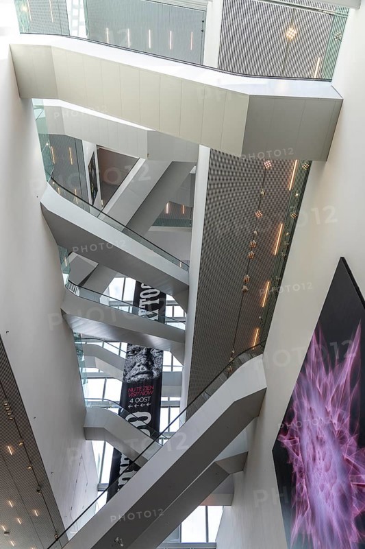 The Forum Groningen, public cultural and educational centre on the Nieuwe Markt, in the old town, with cinema, library, media labs, catering, roof terrace, study and reading areas, viewing points, 10 floors, connected by many escalators, Netherlands