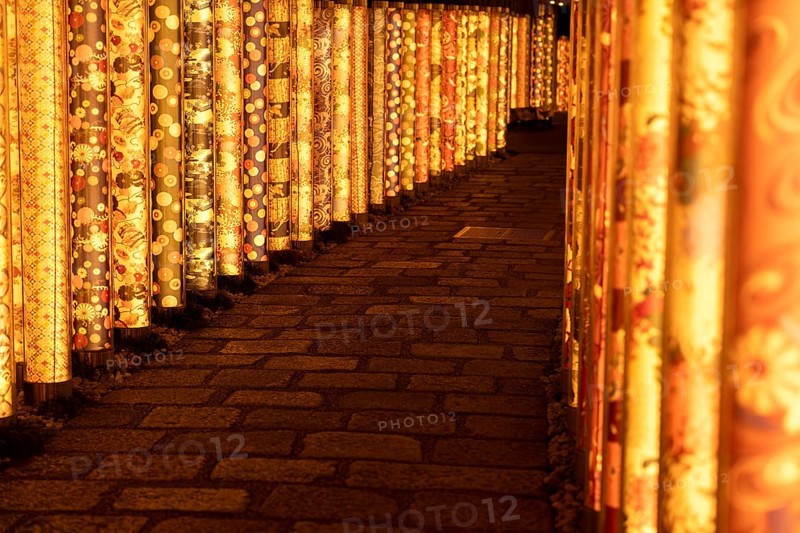 Kimono forest, illuminated, art, Ukyo-ku, Kyoto, Kyoto Prefecture, Japan