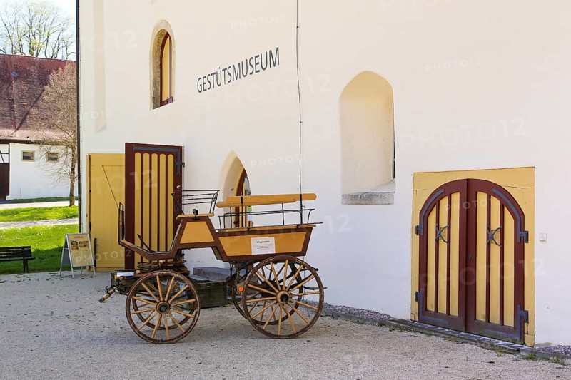 Stud Museum at the Lauterquelle, building, architecture, excursion destinations, entrance, carriage, Offenhausen, municipality of Gomadingen, Swabian Alb, Baden-Württemberg, Germany