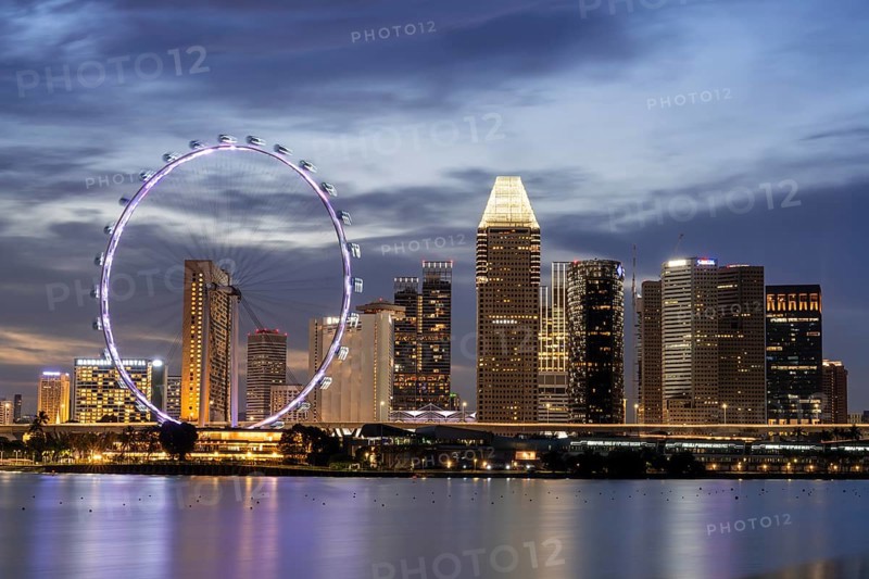 Singapore Flyer and Skyline, Marina East, Southeast, Singapore