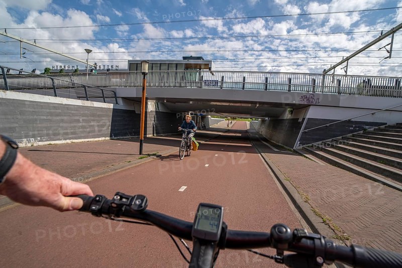 Cycle path in the east of Utrecht, subway of the railway line, at Utrecht-Lunetten station, Maarschalkerweerdpads, inner-city cycle path, wide, part of a cycle path network, Netherlands