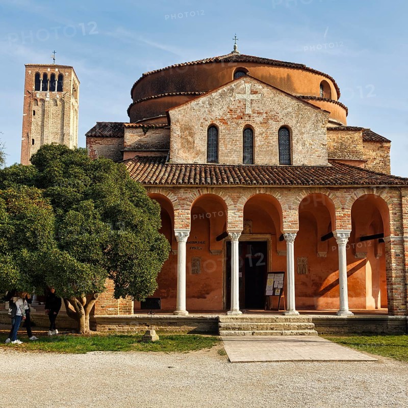 Church of Santa Fosca and Campanile, Byzantine architecture, Torcello Island, Venice Lagoon, Veneto, Italy