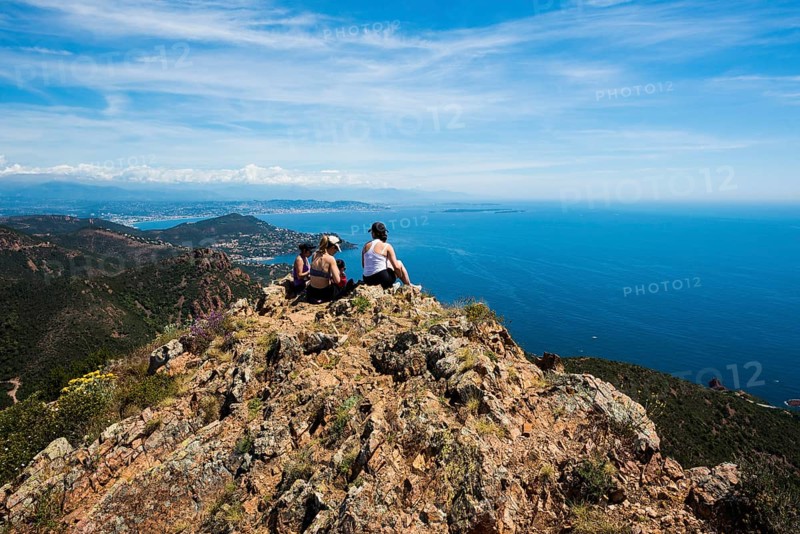Panorama, Pic du Cap Roux, near Anthéor, Saint-Raphaël, Massif de l'Esterel, Esterel Mountains, Département Var, Cote d'Azur, Provence-Alpes-Côte d'Azur, France