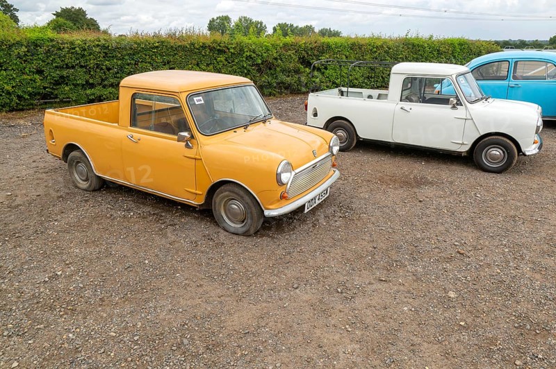 Leyland Mini 95 pick-up vehicle, Austin Morris Mini 1000 pick-up vehicle c 1979 - 1980 display at auction, UK