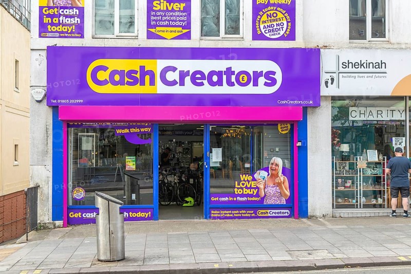 Cash Creators shop store, Union Street, Torquay, Devon, England, UK