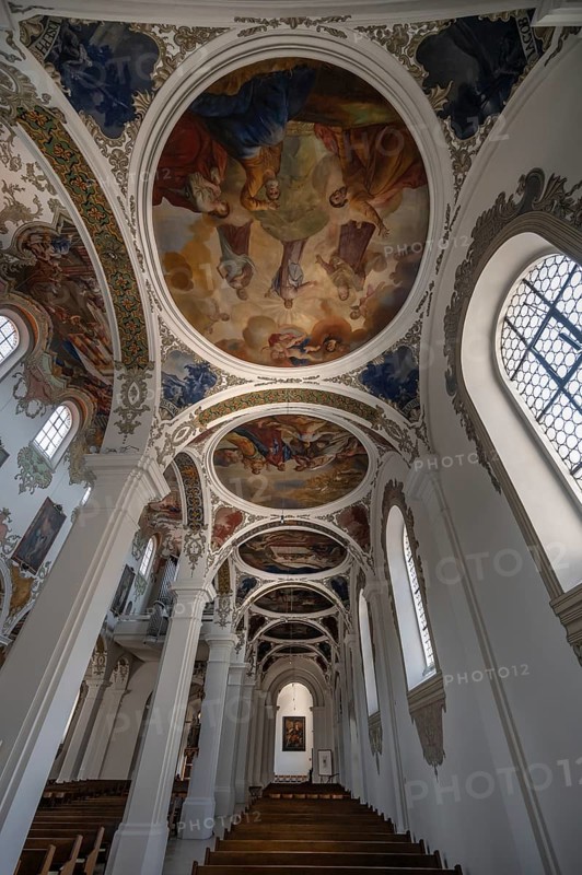 Side wing with dome paintings in St Martin's Church, Biberach an der Riß, Baden-Württemberg, Germany