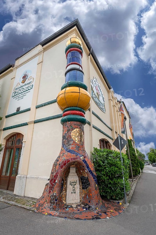 Kuchlbauer Brewery, designed by the artist Friedensreich Hundertwasser, Römerstr, 5-9, Abensberg, Lower Bavaria, Germany