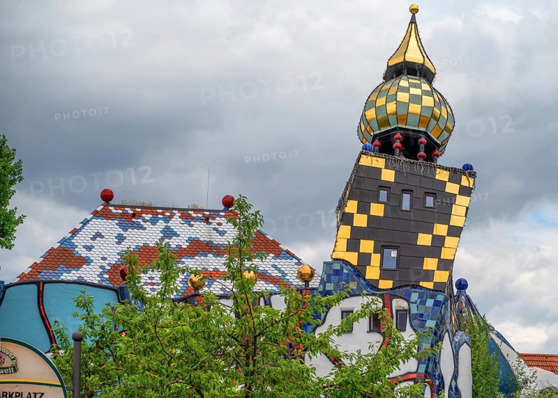 The Art House of the Kuchlbauer Brewery, designed by Friedensreich Hunderwasser, Römerstr, 5-9, Abensberg, Lower Bavaria, Germany