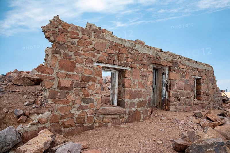 Colorado Springs, Colorado - The remains of the original Summit House on Pikes Peak, a 14, 115' mountain in Colorado's front range. This original facility was built in 1882 as a weather station. The current Summit Visitors Center opened in 2021
