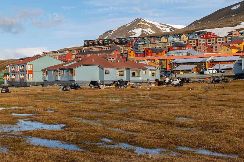 Colourful wooden houses, Longyearbyen, Spitsbergen, Svalbard