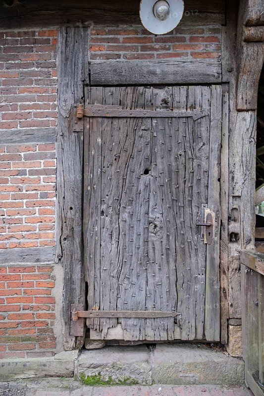 Entrance to the historic Haarmühle mill, Münsterland, North Rhine-Westphalia, Germany
