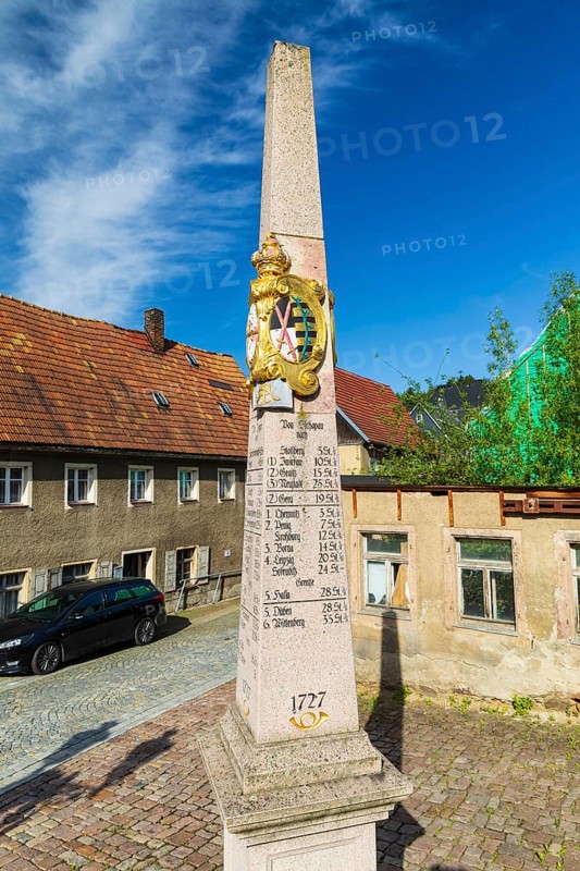 Postal pillar in Zschopau, Erzgebirge, Saxony, Germany