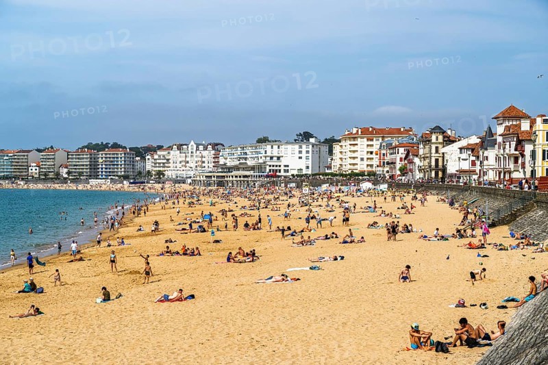 Beach and seaside in Saint-Jean-de-Luz, Nouvelle-Aquitaine, Pyrenees-Atlantiques, France