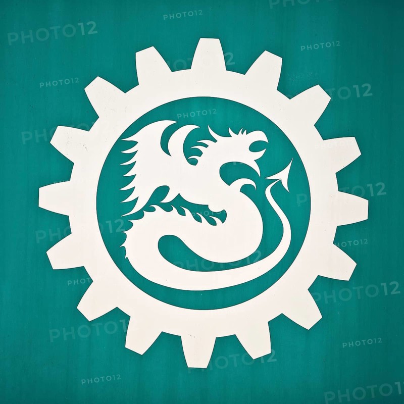 Logo of the Drachenfelsbahn, the oldest operated cog railway in Germany on the Drachenfels, Königswinter, North Rhine-Westphalia