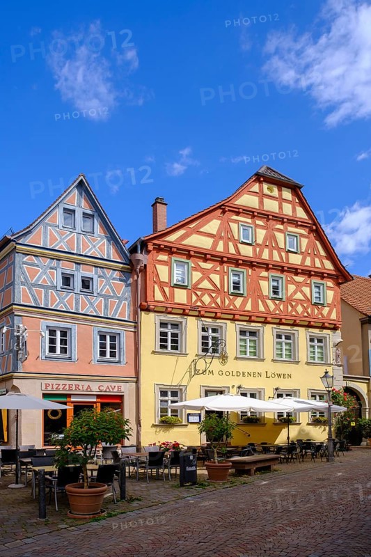 Hauptstraße, half-timbered houses in the old town, Ladenburg, Rhine-Neckar district, Baden-Württemberg, Germany