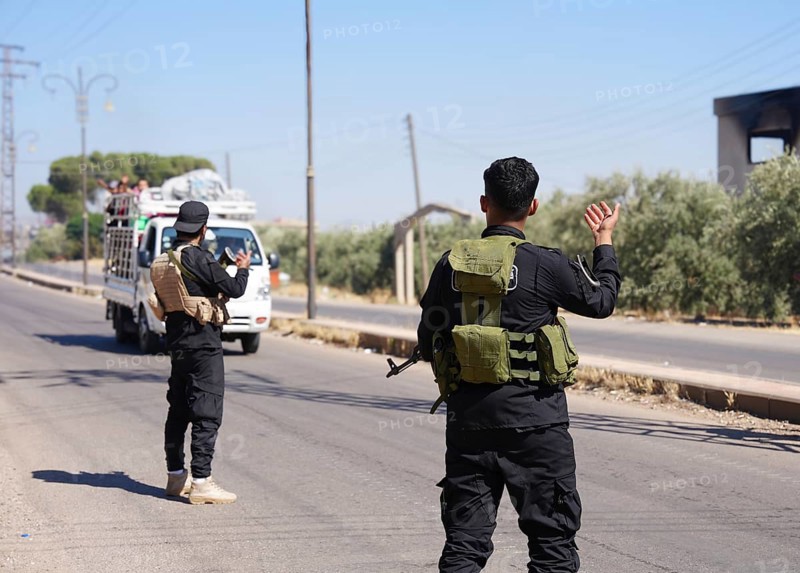 Syrian army military vehicles were destroyed as a result of Israeli airstrikes in Sweida city