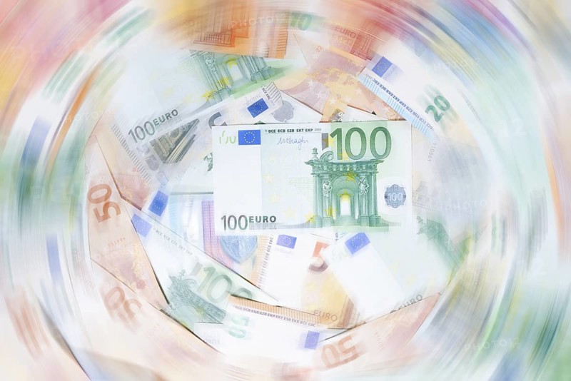 Various euro banknotes